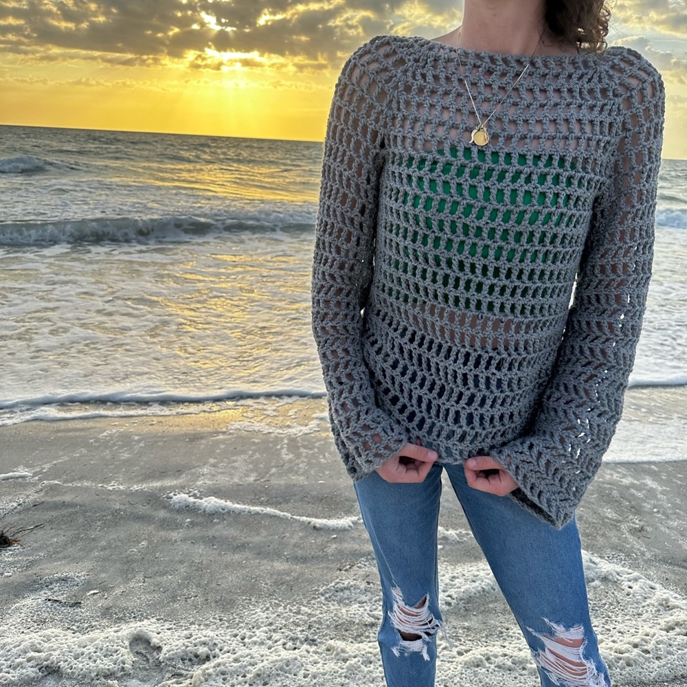 Handmade crochet mesh top